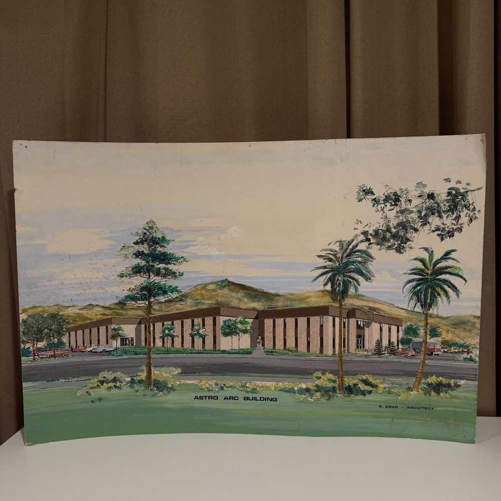 Vintage Astro Arc Building Architectural Rendering Art by‎ B. Aras Architect